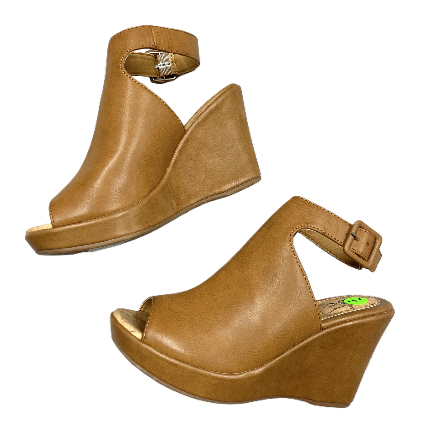 Sandals Heels Wedge By Boc In Tan, Size: 7