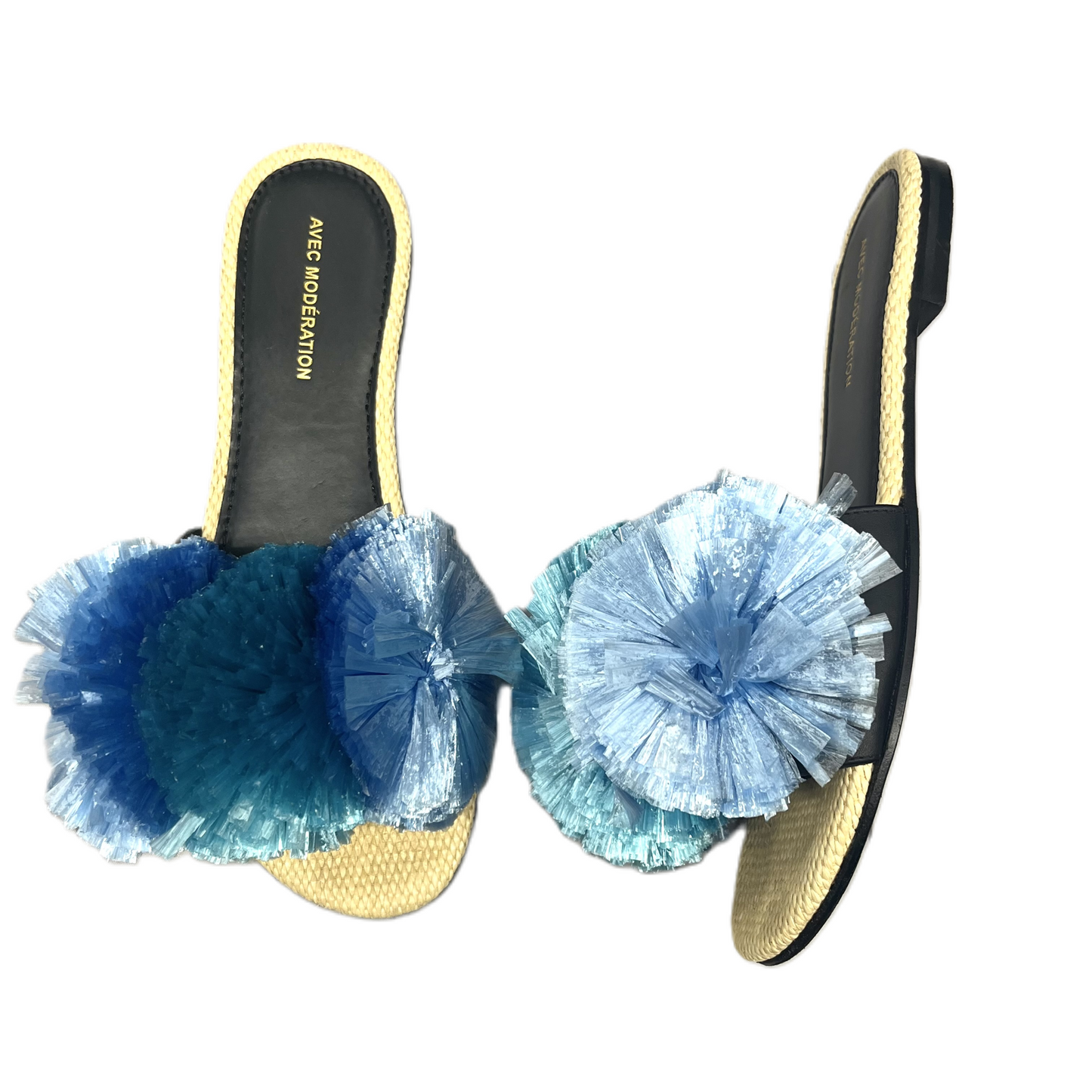 Sandals Flats By Avec Moderation In Black & Blue, Size: 10.5