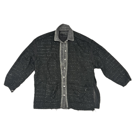 Jacket Denim By Diesel In Black & Grey, Size: S