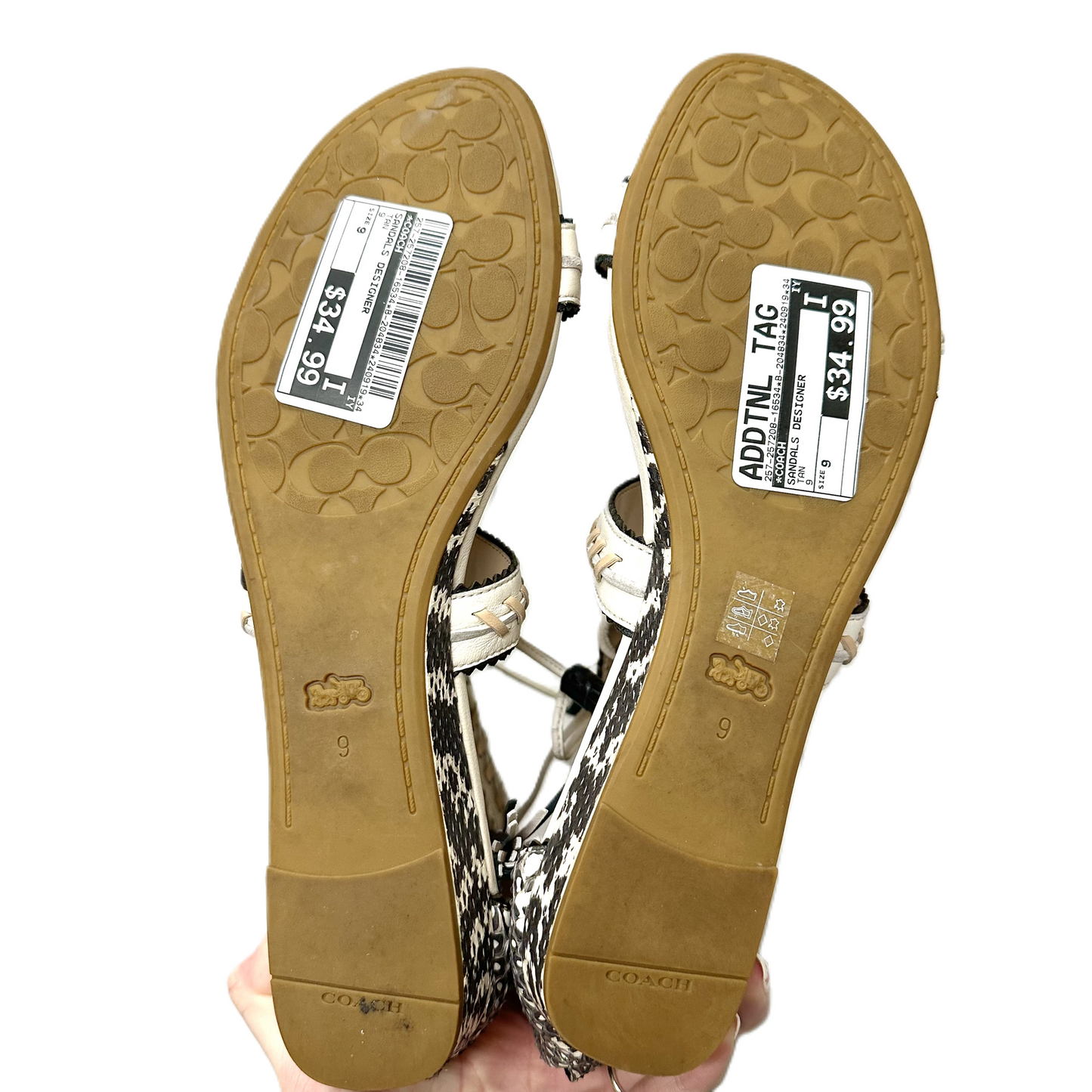 Sandals Designer By Coach In Tan, Size: 9