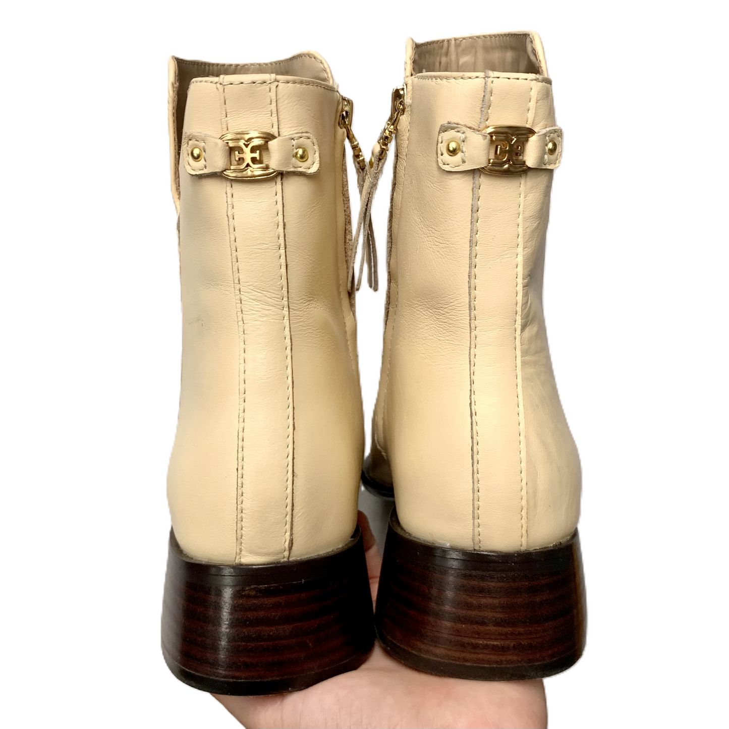 Boots Ankle Heels By Sam Edelman In Cream, Size: 9.5