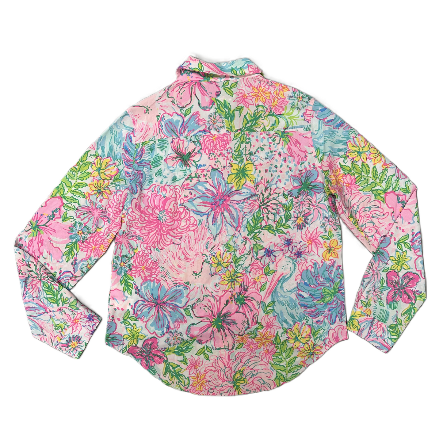 Top Long Sleeve Designer By Lilly Pulitzer In Green & Pink, Size: S