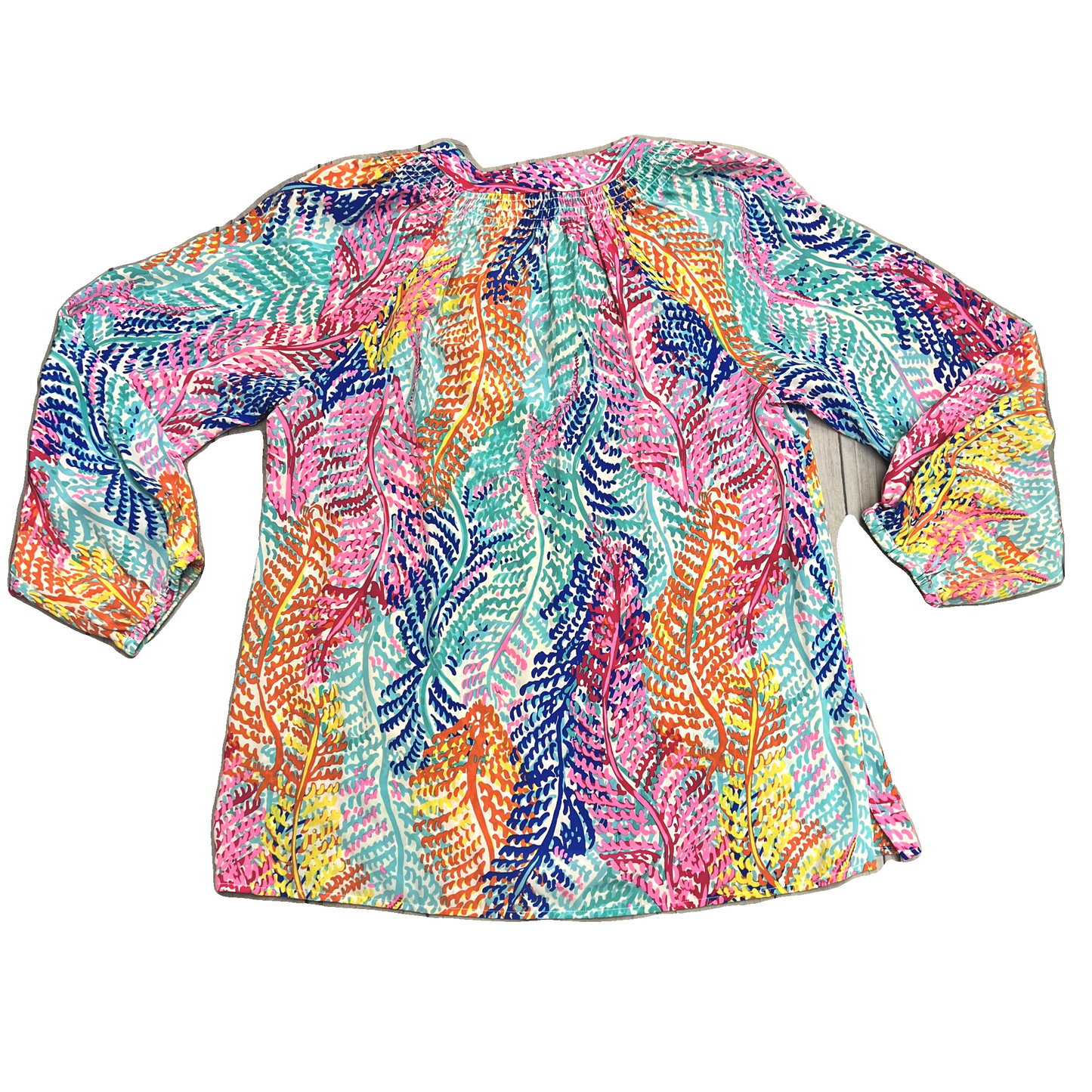 Top Long Sleeve Designer By Lilly Pulitzer In Blue & Orange, Size: Xl