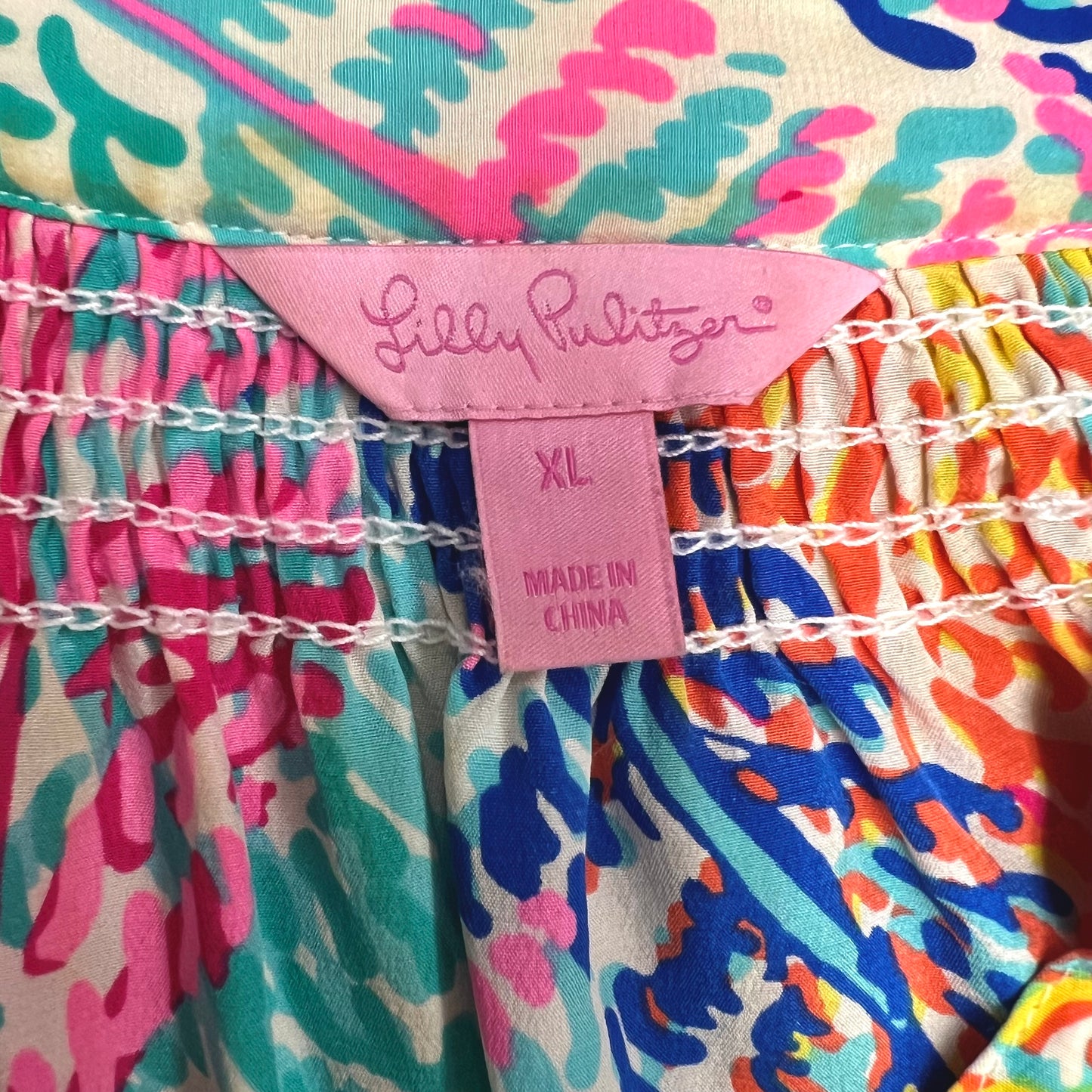 Top Long Sleeve Designer By Lilly Pulitzer In Blue & Orange, Size: Xl