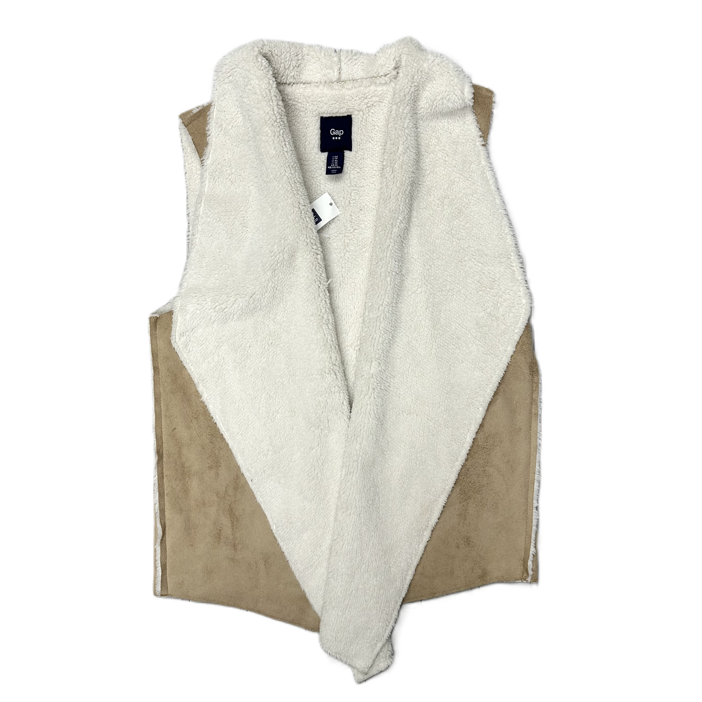 Vest Faux Fur & Sherpa By Gap In Tan & White, Size: Xs