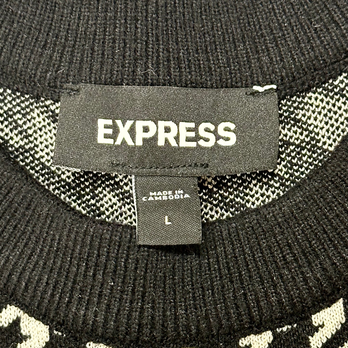 Sweater By Express In Black & White, Size: L