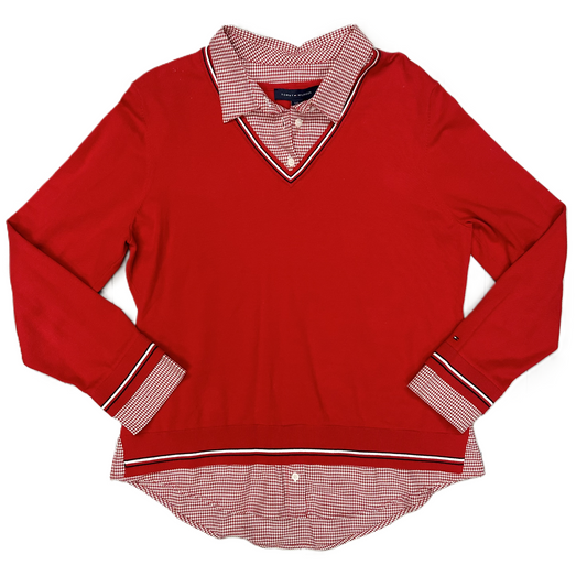 Top Long Sleeve By Tommy Hilfiger In Red, Size: L