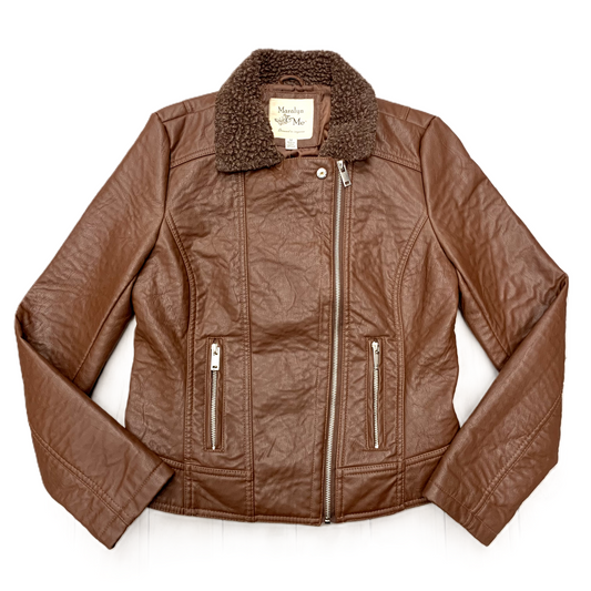 Jacket Moto By Maralyn & Me In Brown, Size: M