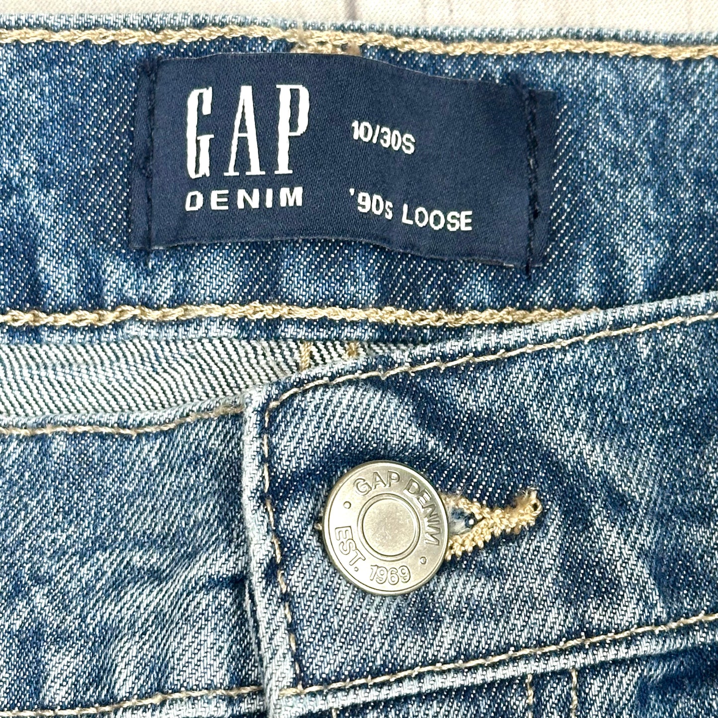 Jeans Straight By Gap In Blue Denim, Size: 10