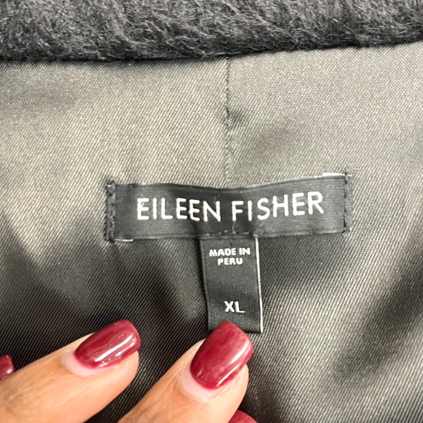 Coat Faux Fur & Sherpa By Eileen Fisher In Black, Size: Xl