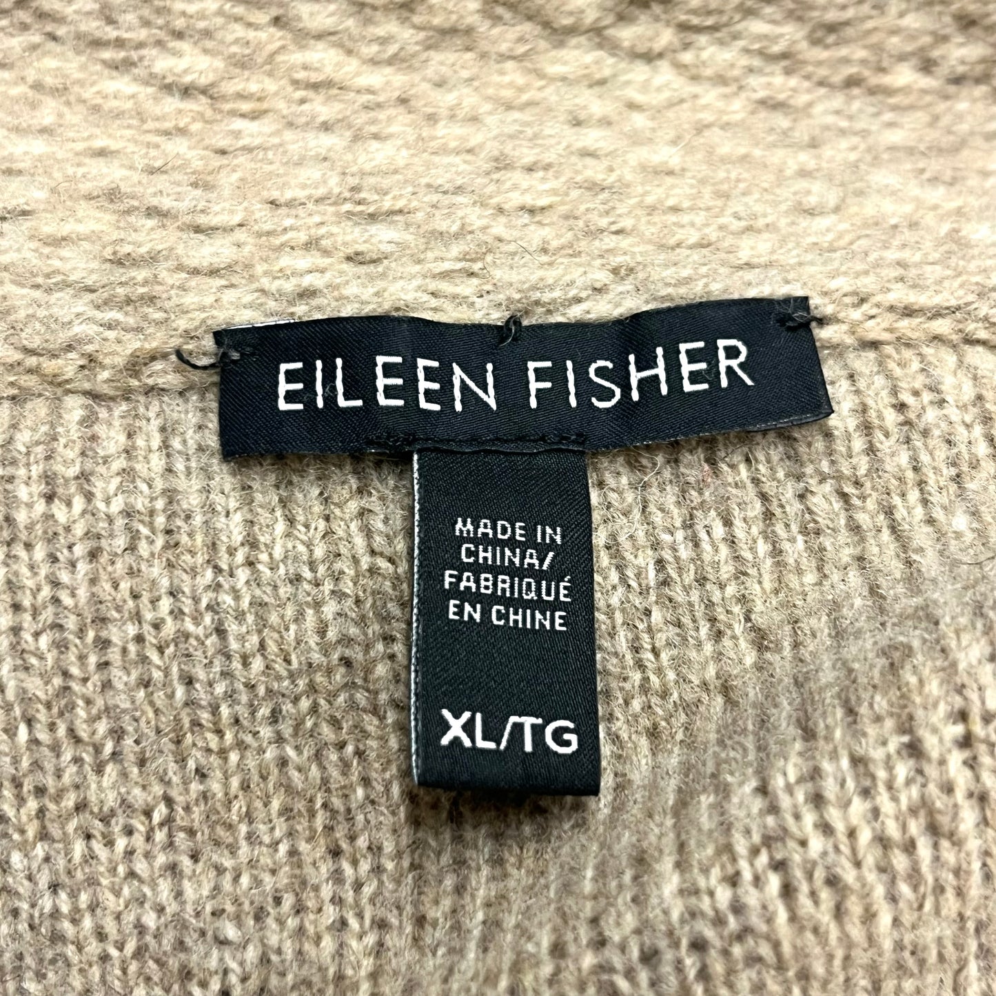 Sweater Cardigan By Eileen Fisher In Tan, Size: Xl