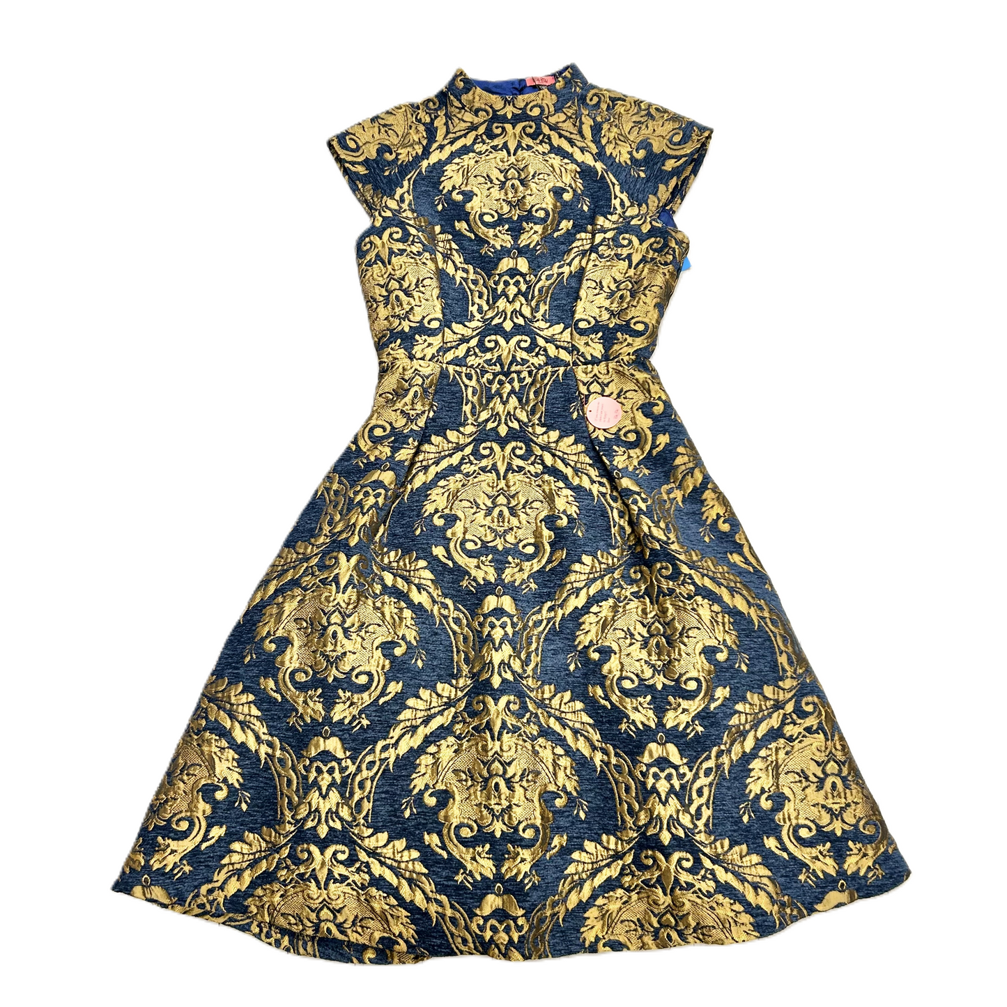 Dress Party Midi By ChiChi London  In Blue & Gold, Size: S