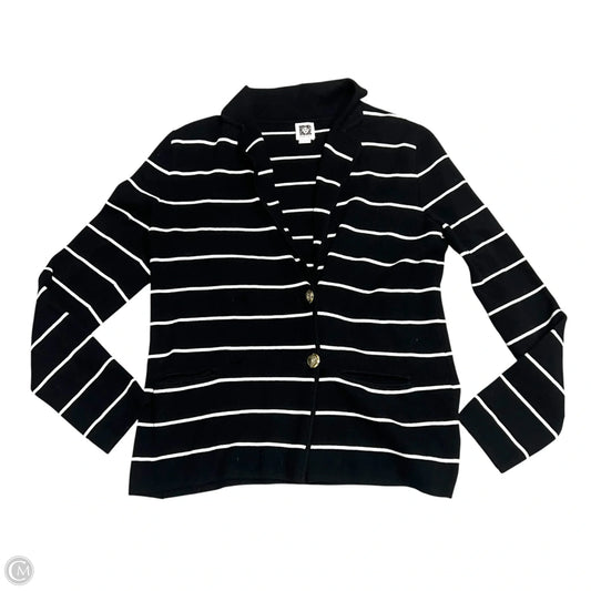 Sweater Cardigan By Anne Klein In Black & White, Size: M