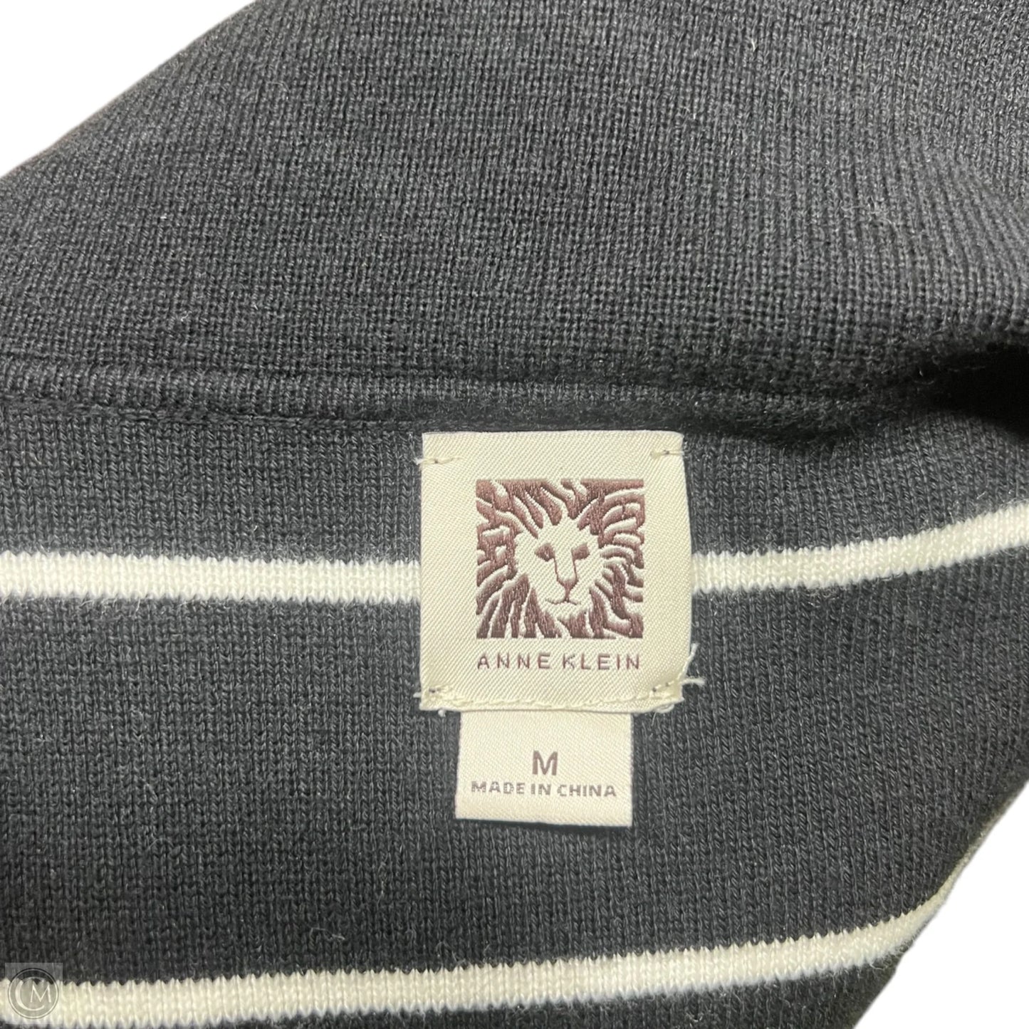 Sweater Cardigan By Anne Klein In Black & White, Size: M