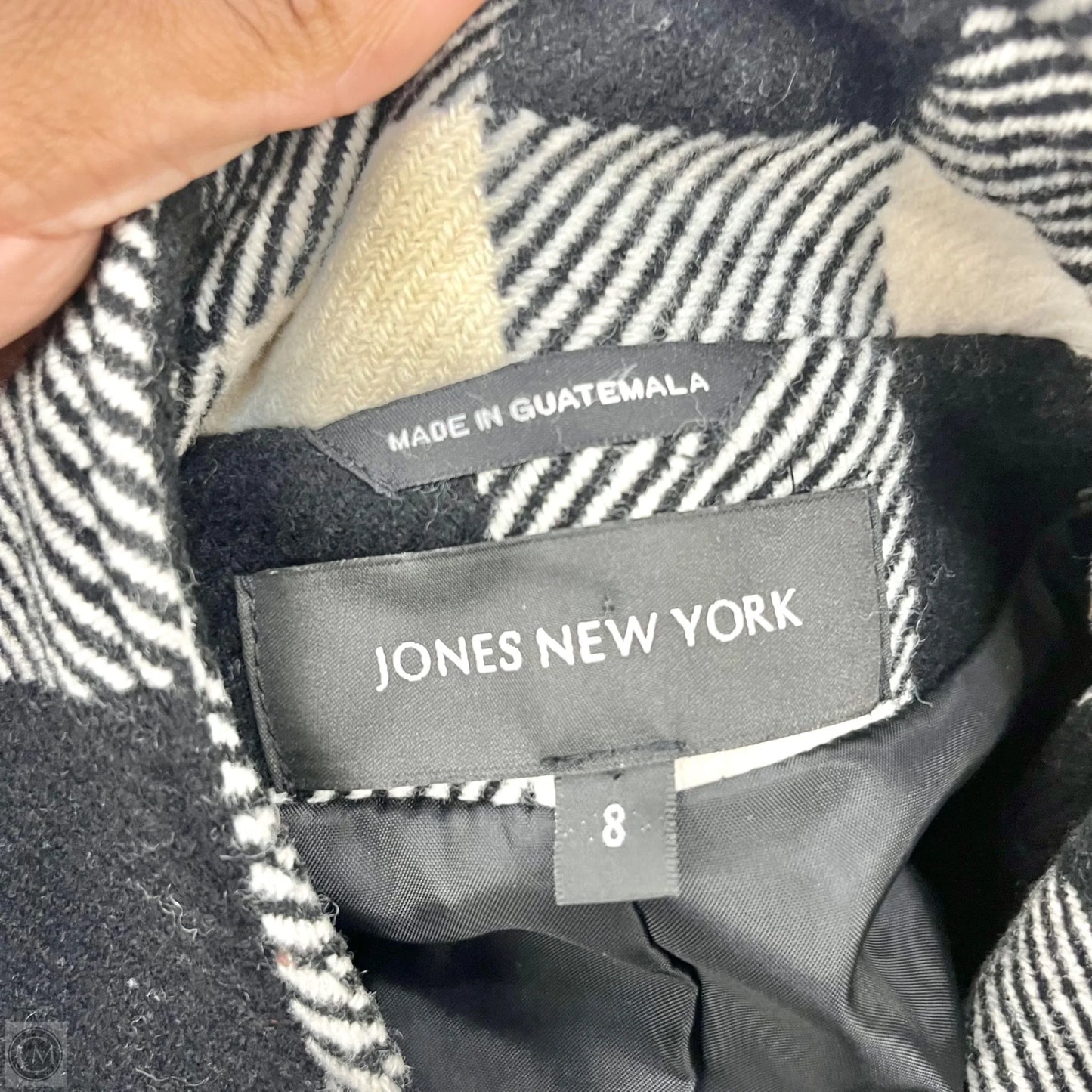 Coat Peacoat By Jones New York In Black & White, Size: M
