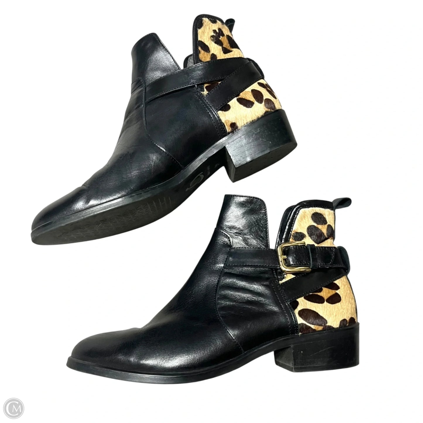 Boots Ankle Heels By Kanna In Black & Tan, Size: 8.5