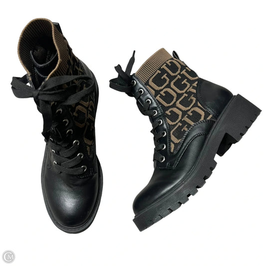 Boots Combat By Guess In Black & Tan, Size: 6