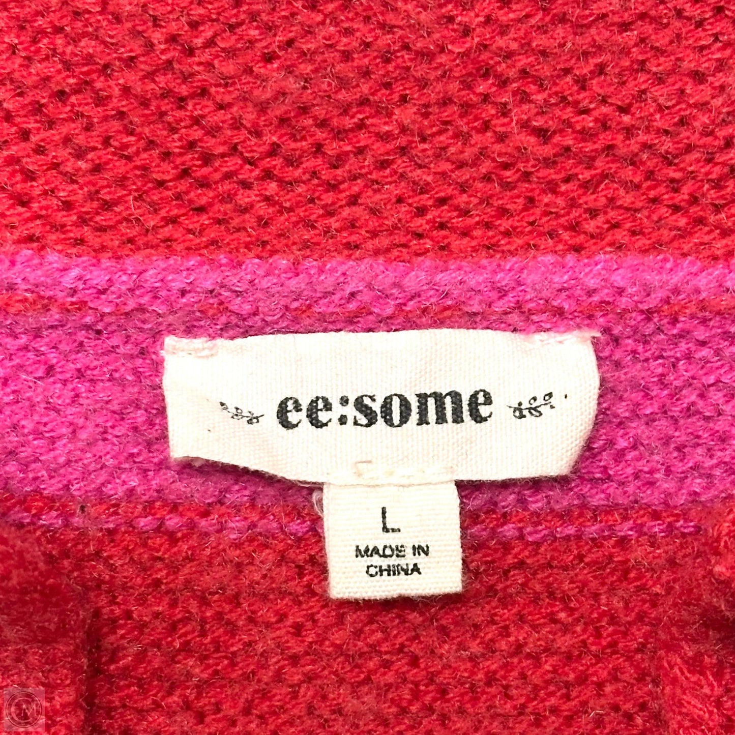 Sweater By Ee Some In Pink & Red, Size: L