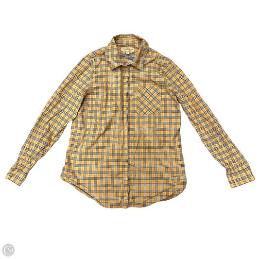 Top Long Sleeve Luxury Designer By Burberry In Plaid Pattern, Size: M