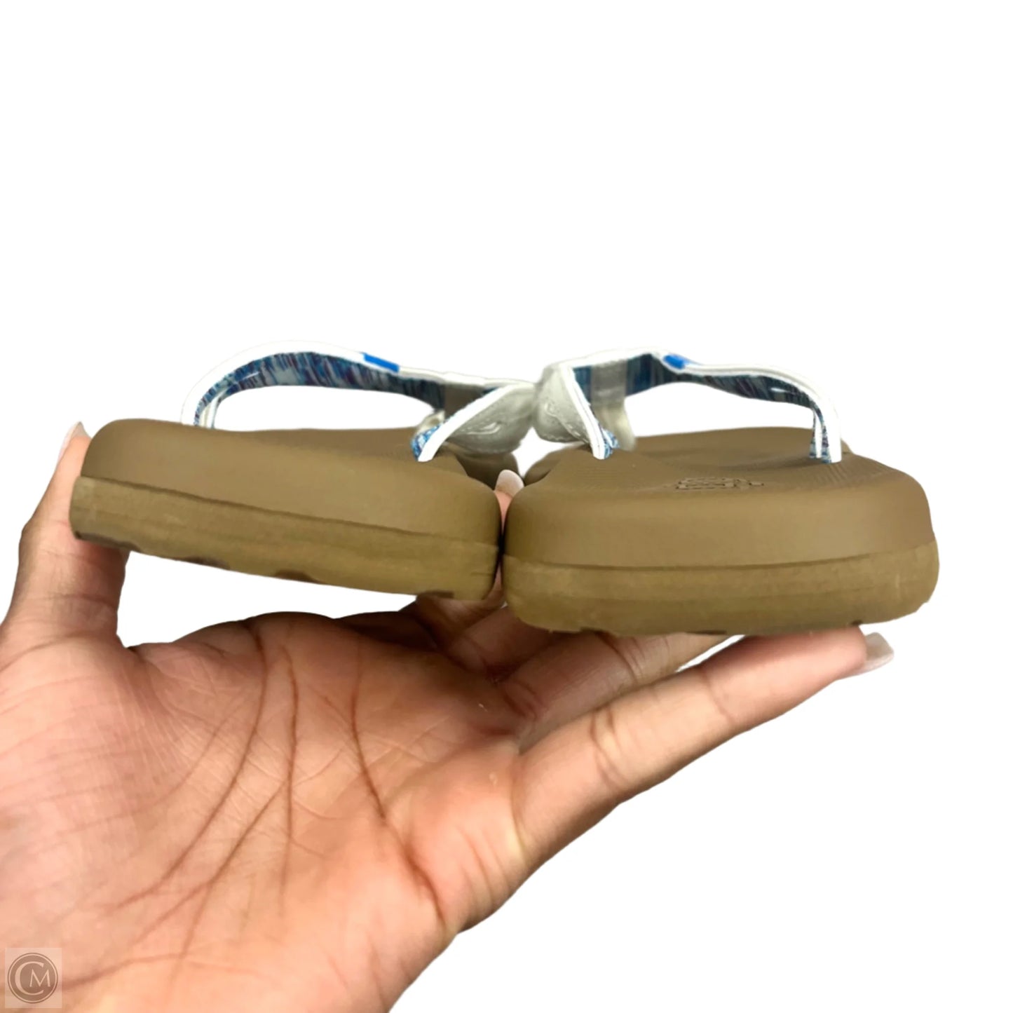 Sandals Flats By Flojos In Tan & White, Size: 7