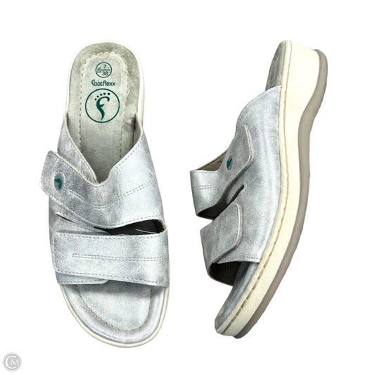 Sandals Heels Platform By Footflex In Silver, Size: 7