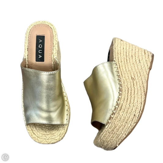 Sandals Heels Wedge By Aqua In Gold, Size: 6