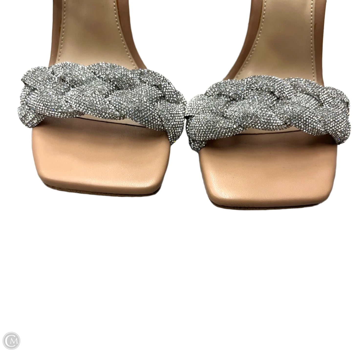 Sandals Heels Stiletto By Steve Madden In Silver & Tan, Size: 7.5