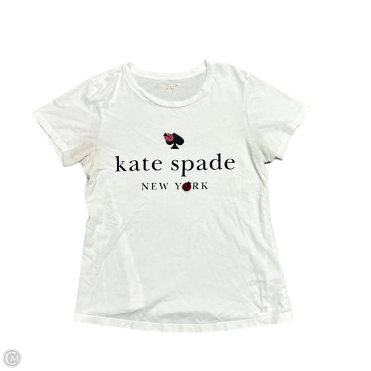 Top Short Sleeve Designer By Kate Spade In White, Size: M