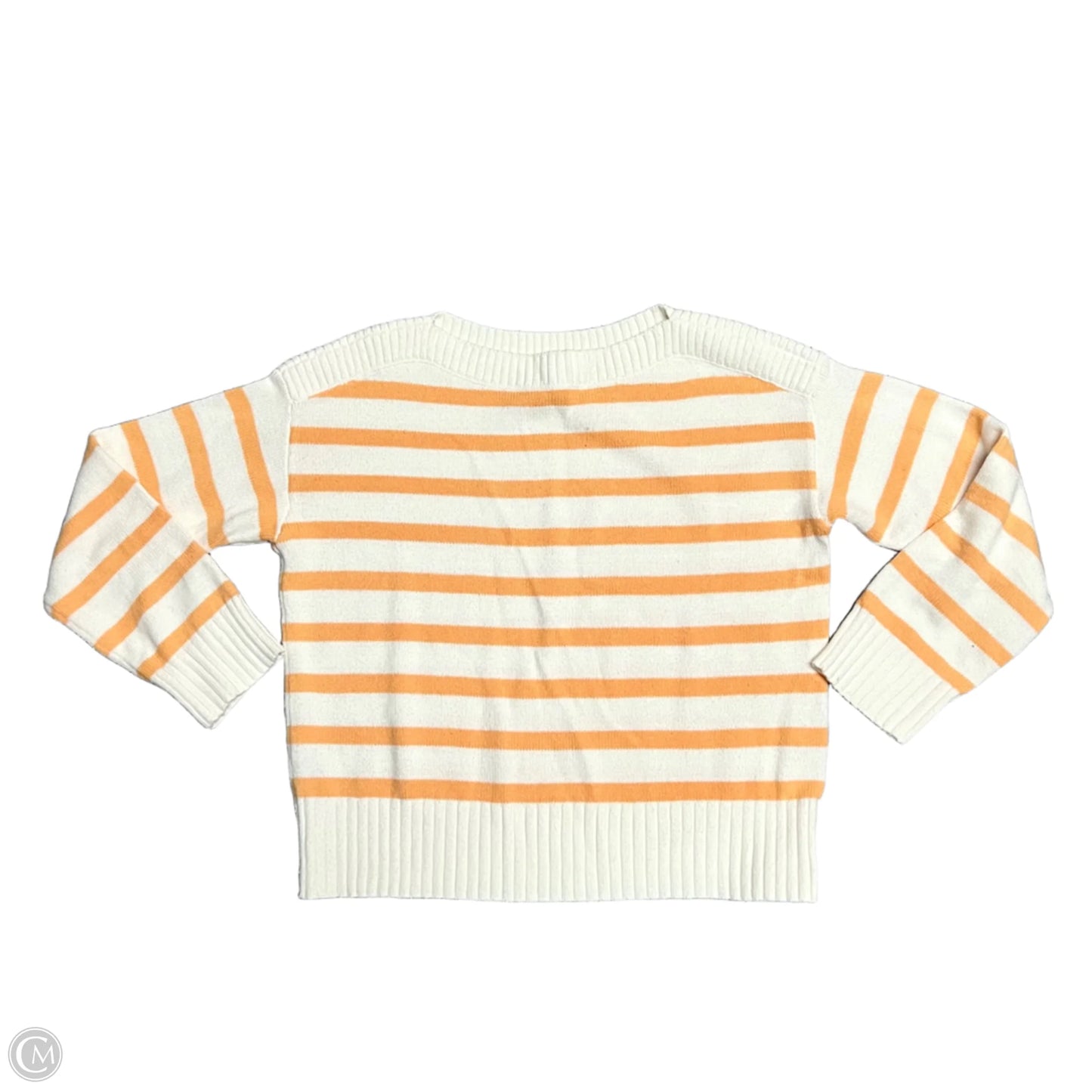 Top Long Sleeve By Loft In Cream & Orange, Size: S