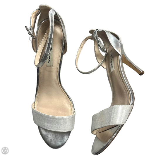 Sandals Heels Kitten By Nina In Silver, Size: 8.5