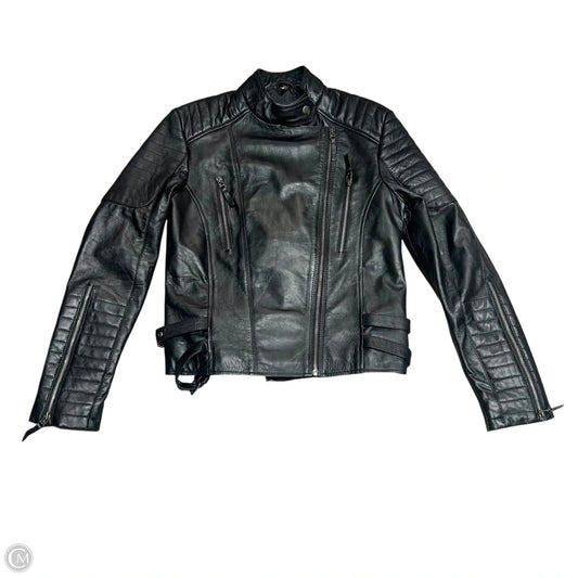 Jacket Moto Leather By Real Leather In Black, Size: M