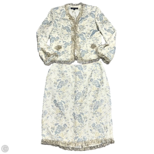 Skirt Set 2pc By Albert Nipon In Blue & Cream, Size: Xl