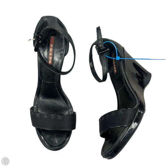 Sandals Luxury Designer By Prada In Black, Size: 7