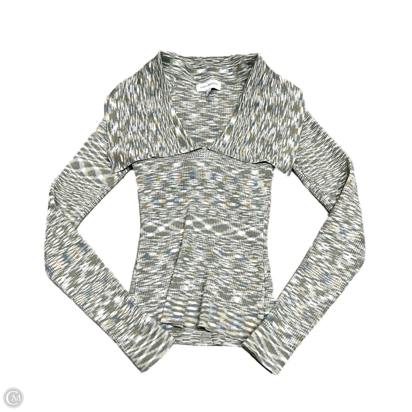 Top Long Sleeve By Lost And Wander In Blue & White, Size: S