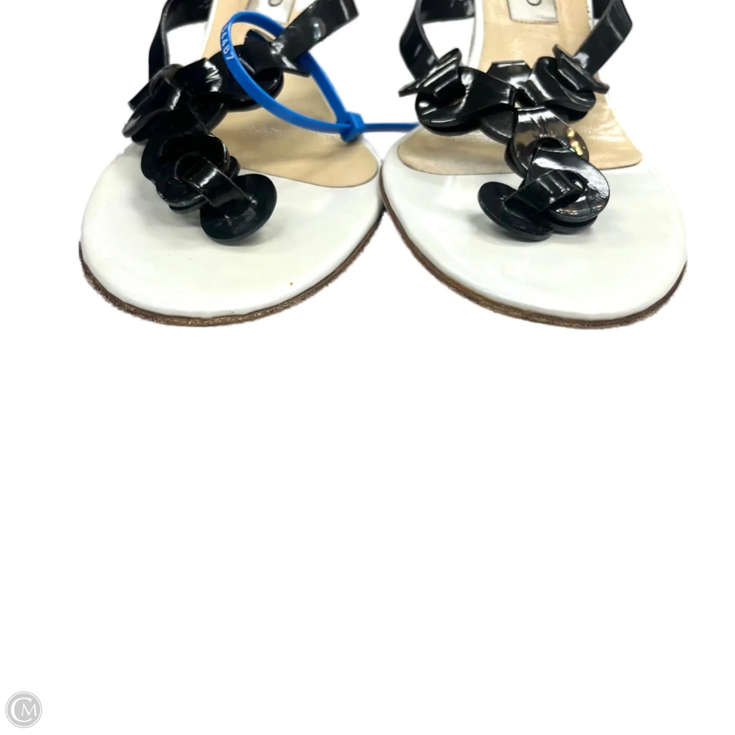 Sandals Luxury Designer By Jimmy Choo In Black & White, Size: 10.5