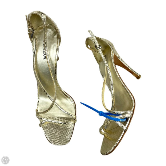 Sandals Luxury Designer By Prada In Gold, Size: 8.5