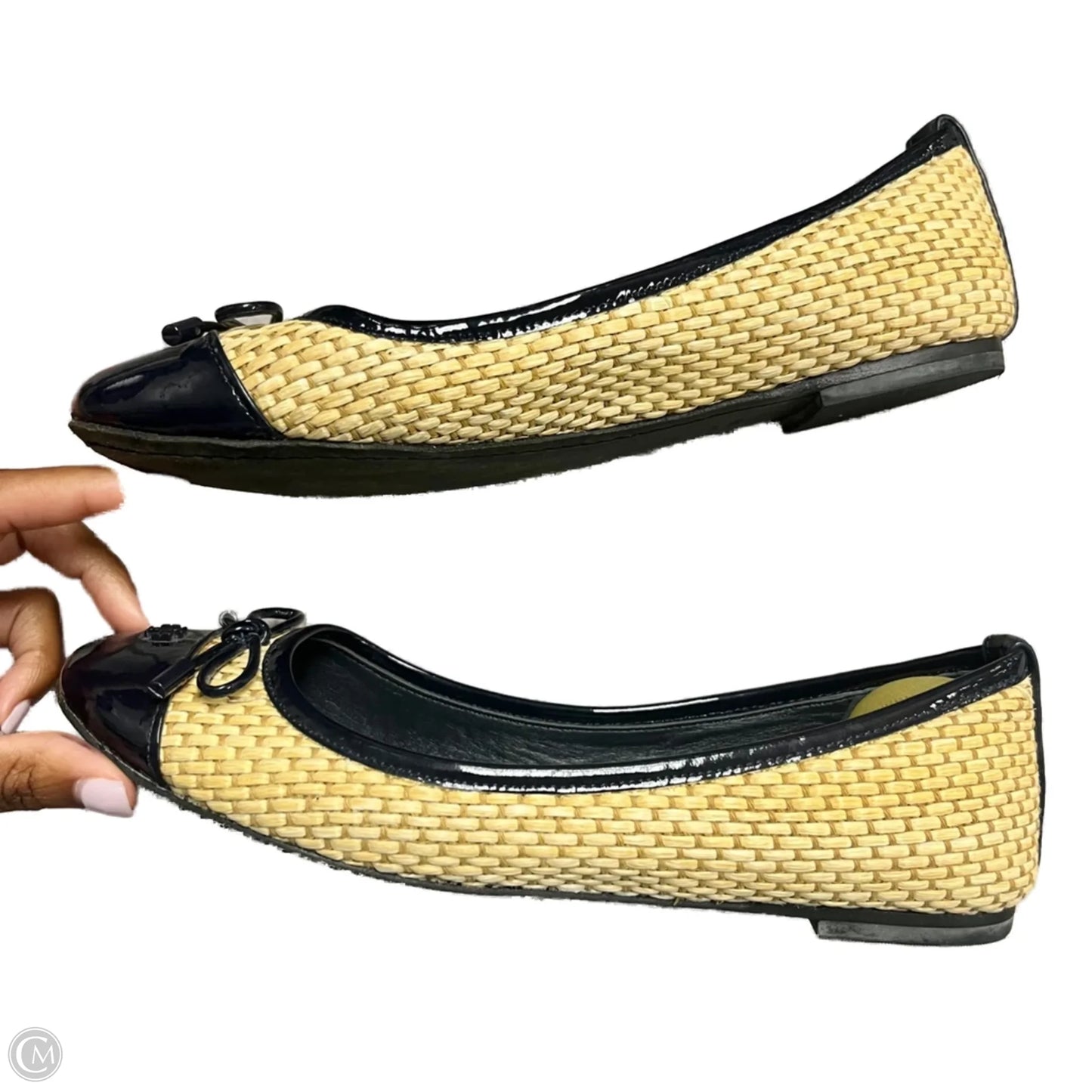 Shoes Designer By Tory Burch In Blue & Cream, Size: 7.5