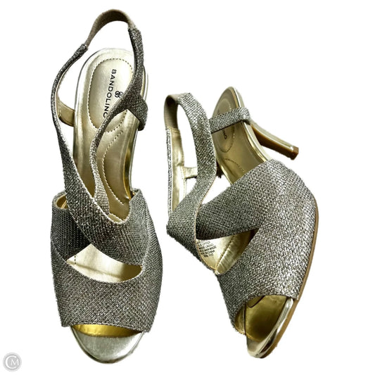 Sandals Heels Kitten By Bandolino In Gold, Size: 7.5