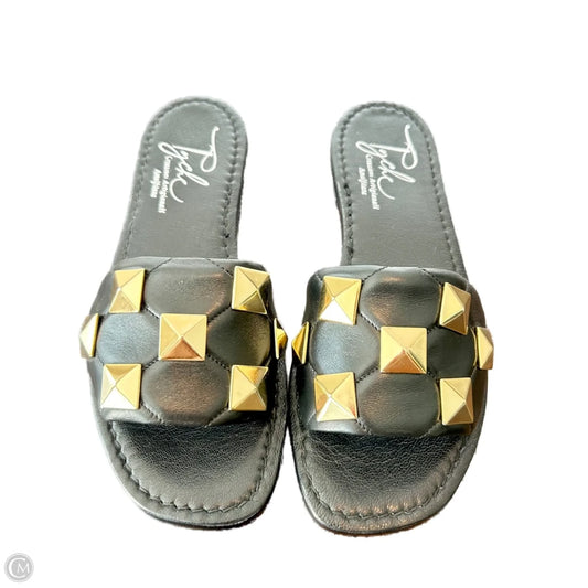 Sandals Flats By Tyche In Black & Gold, Size: 8