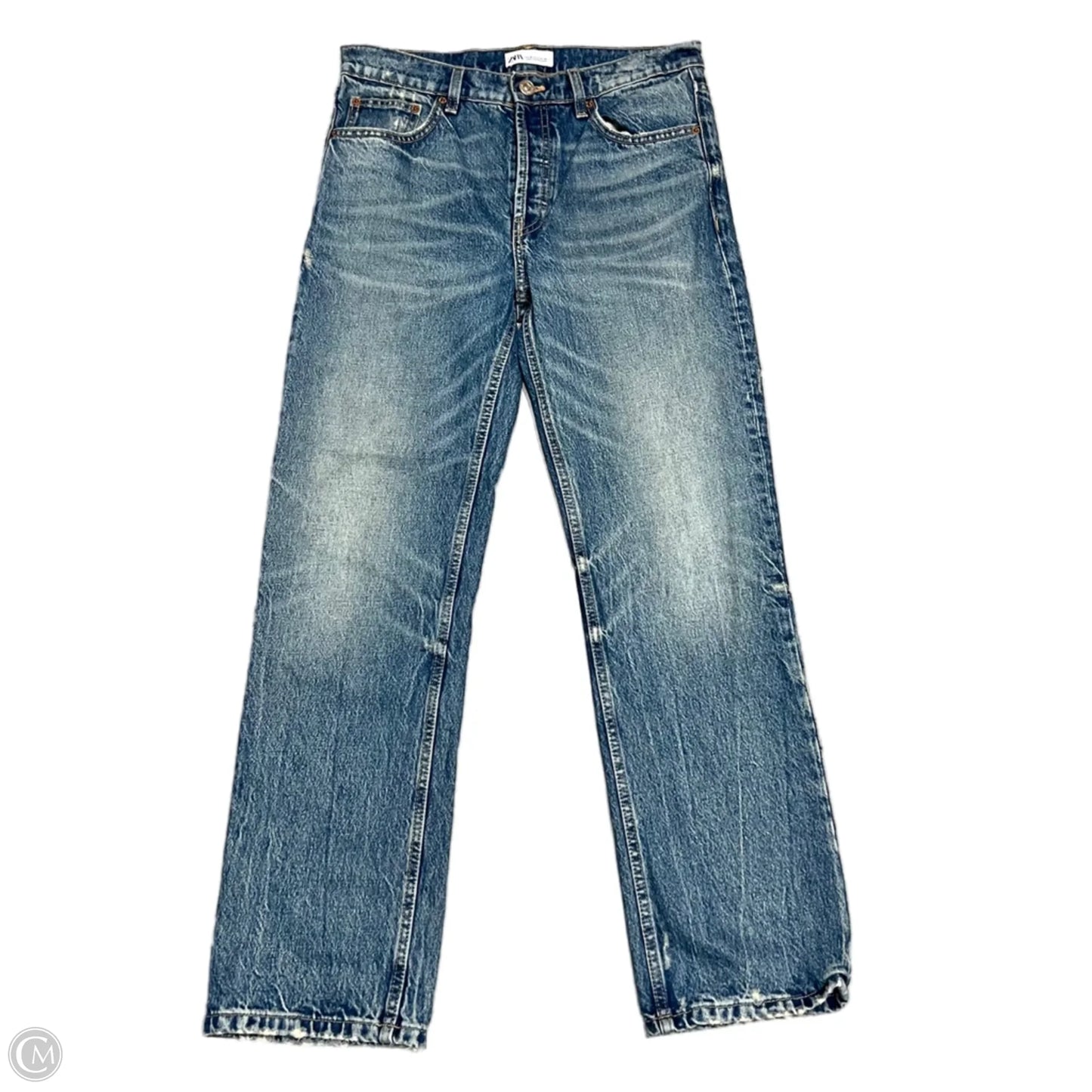 Jeans Wide Leg By Zara In Blue Denim, Size: 4