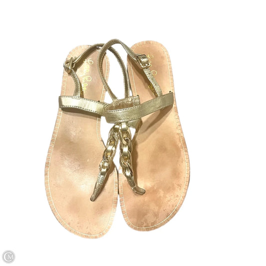 Sandals Designer By Lilly Pulitzer In Gold, Size: 7.5