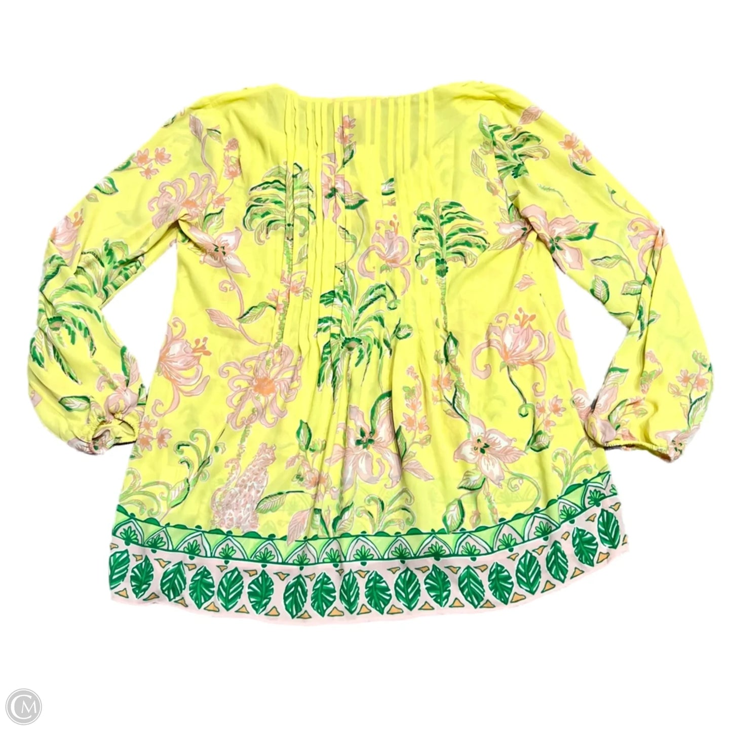 Top Long Sleeve Designer By Lilly Pulitzer In Green & Yellow, Size: Xs