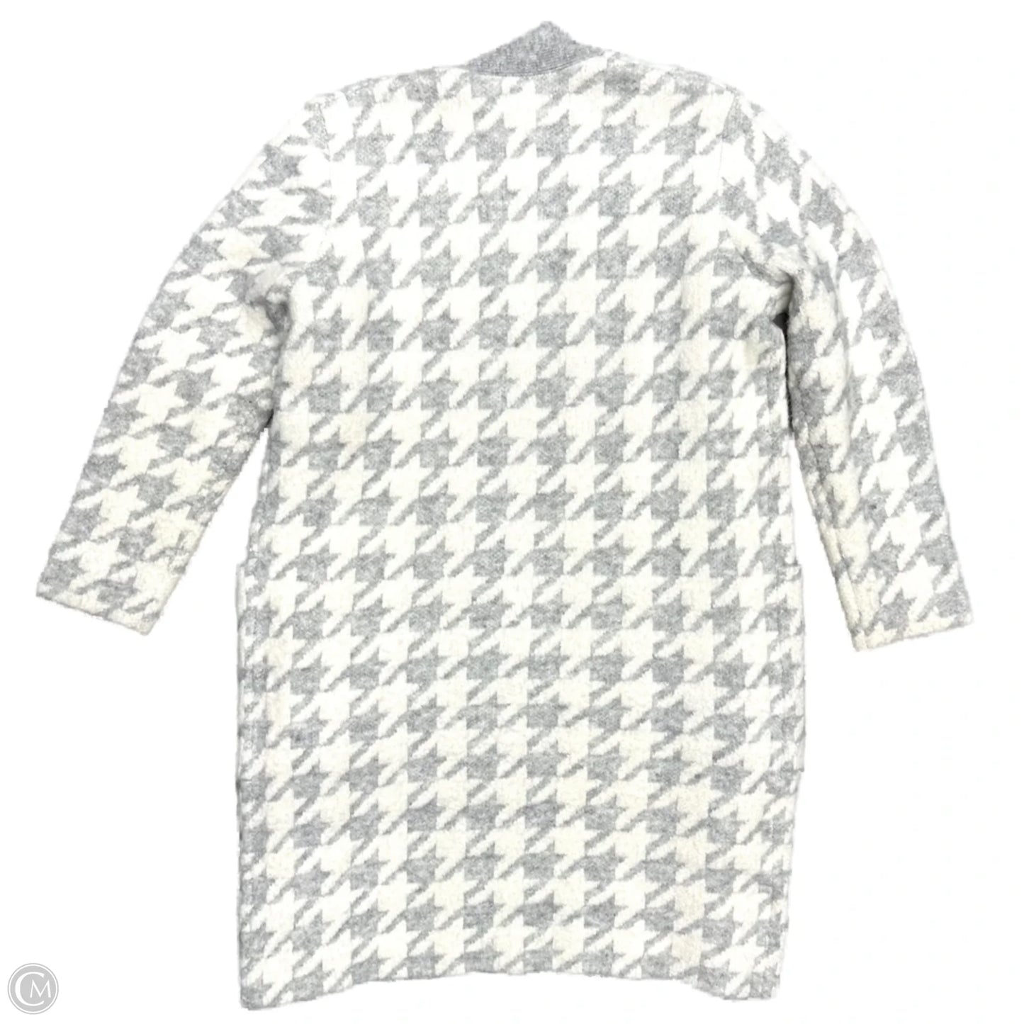 Sweater Cardigan By Ann Taylor In Grey & White, Size: M