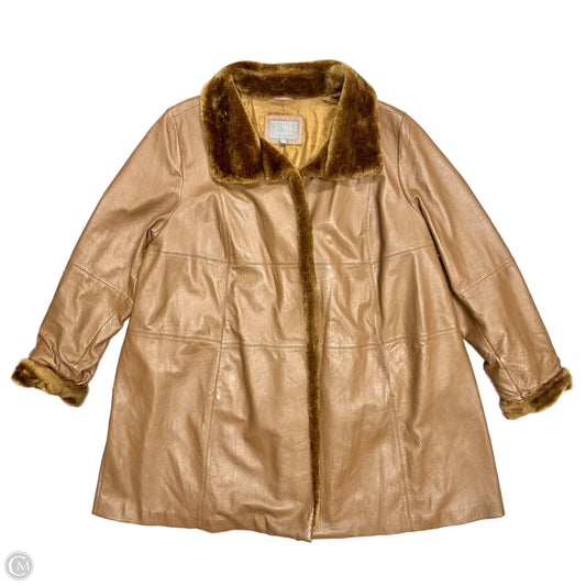 Coat Faux Fur & Sherpa By Jessica London In Brown, Size: 4x