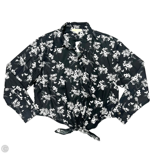 Top Long Sleeve By Michael By Michael Kors In Black & White, Size: L