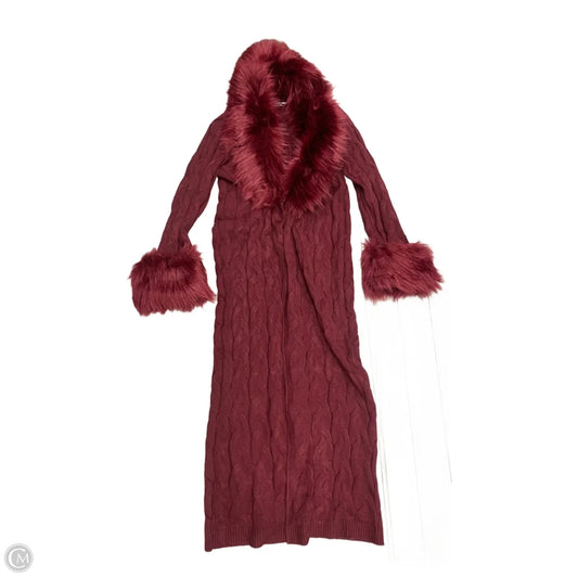 Sweater Cardigan By Fashion Nova In Red, Size: L