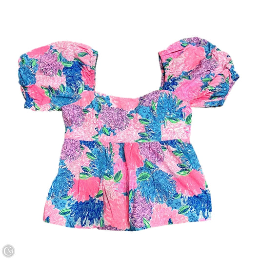 Top Short Sleeve By Lilly Pulitzer In Blue & Pink, Size: M
