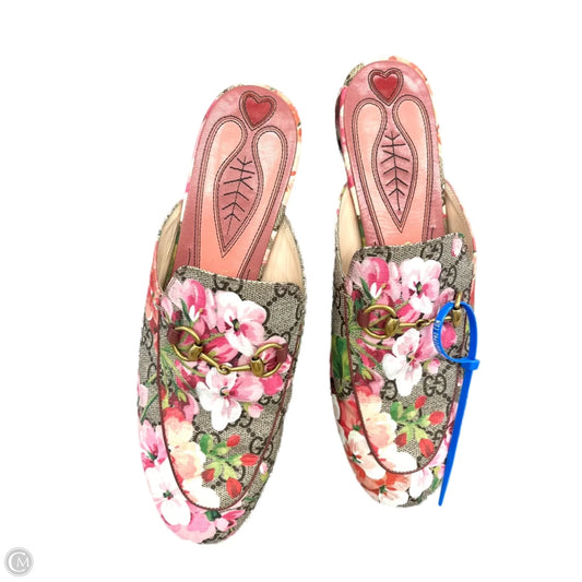 Shoes Luxury Designer By Gucci In Floral Print, Size: 7
