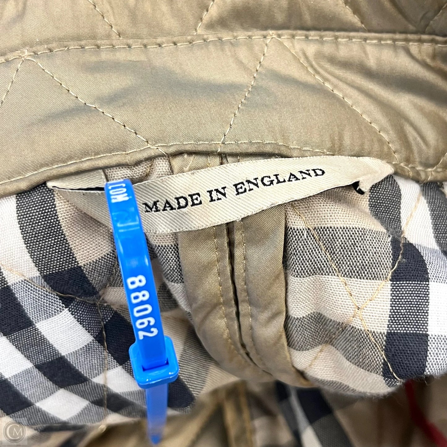 Coat Luxury Designer By Burberry In Beige, Size: M