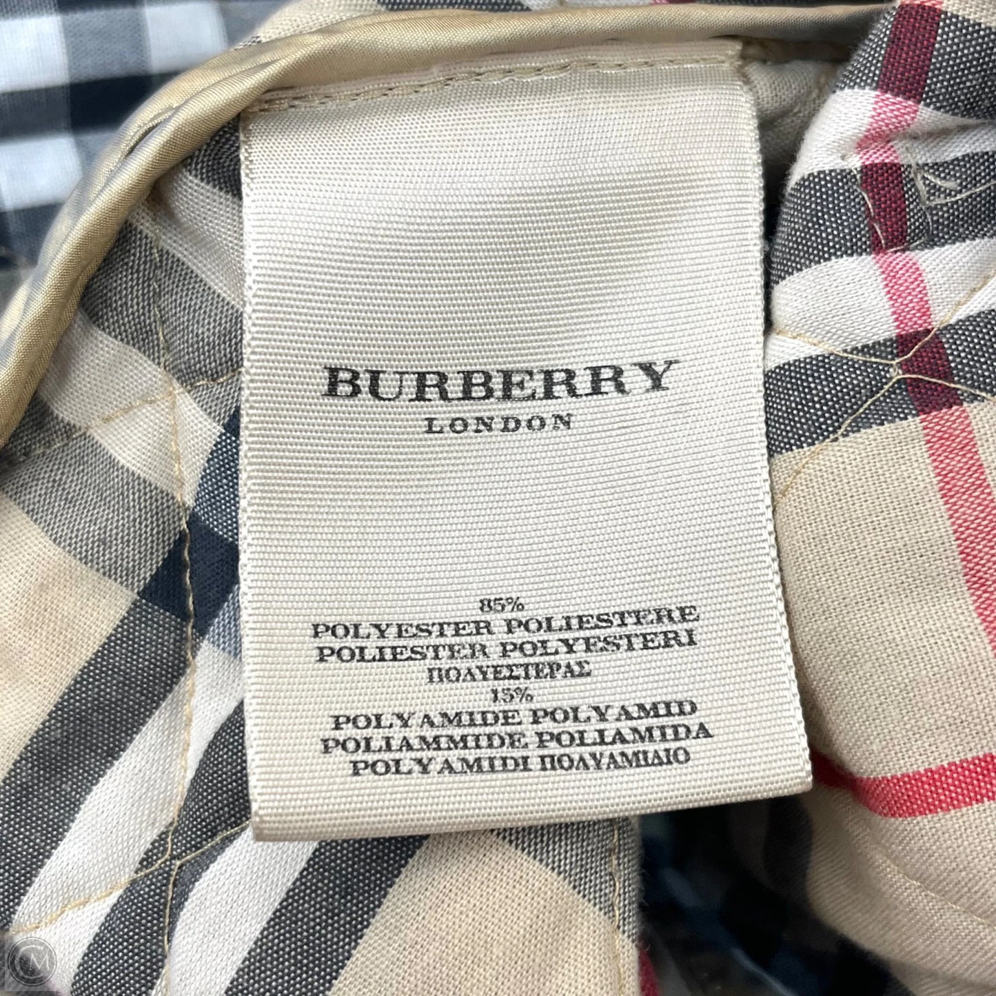 Coat Luxury Designer By Burberry In Beige, Size: M